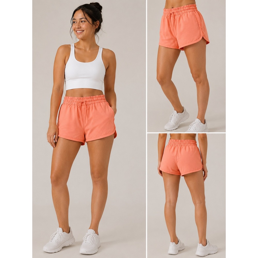 Athleta Girl Kids Coral Pink Athletic Shorts Size L 12 Drawstring Pockets